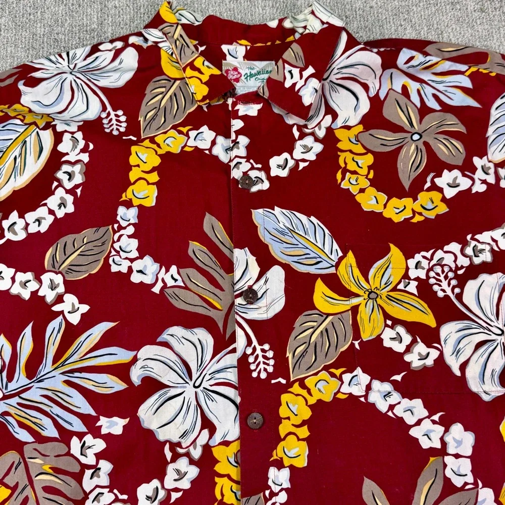 Vintage Hilo‎ Hattie Hawaiian Shirt 3XL Red Floral Aloha Made in USA